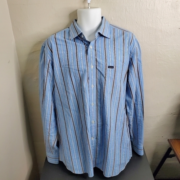 Faconnable Shirt Men XL Oxdord Striped Club Deauville Button Up Front - Picture 5 of 13